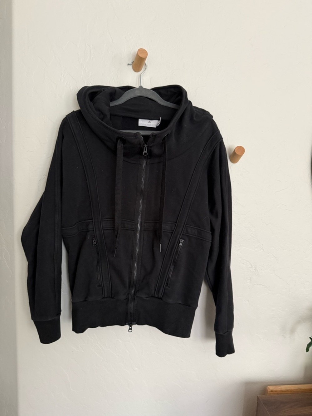 Stella McCartney x Adidas Black Hoodie Zip-Up Sweatshirt